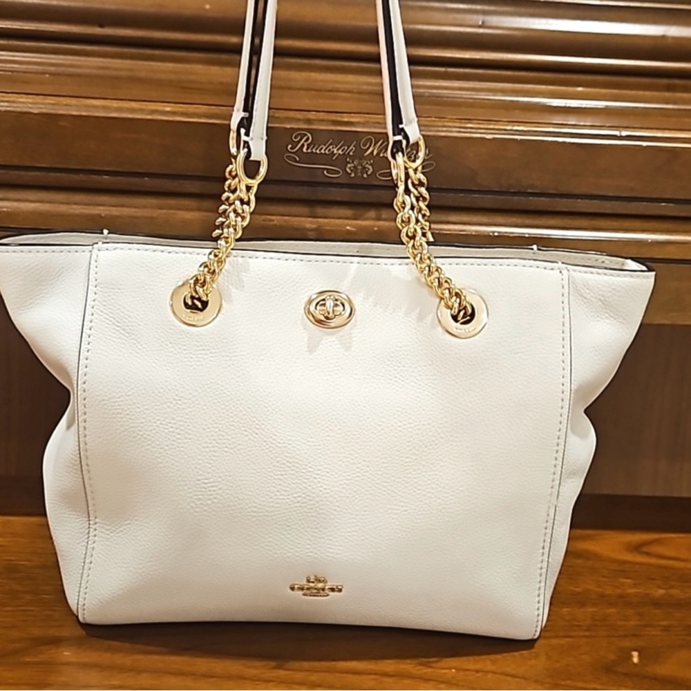 Coach white leather bag